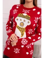 Vianočný sveter s medvedíkom červený