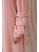 Španělské šaty s ozdobnými rukávy tmavě pudrově růžová