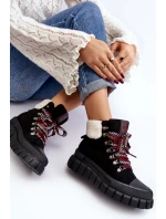 Ocieplane Botki Trapery Na Grubej Podeszwie Czarne Ralotta