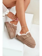 Kapcie Damskie Na Grubej Podeszwie Z Futerkiem I Klamrą Ciemnobeżowe Linneola Kapcie Damskie Na Grubej Podeszwie Z Futerkiem I Klamrą Ciemnobeżowe Linneola