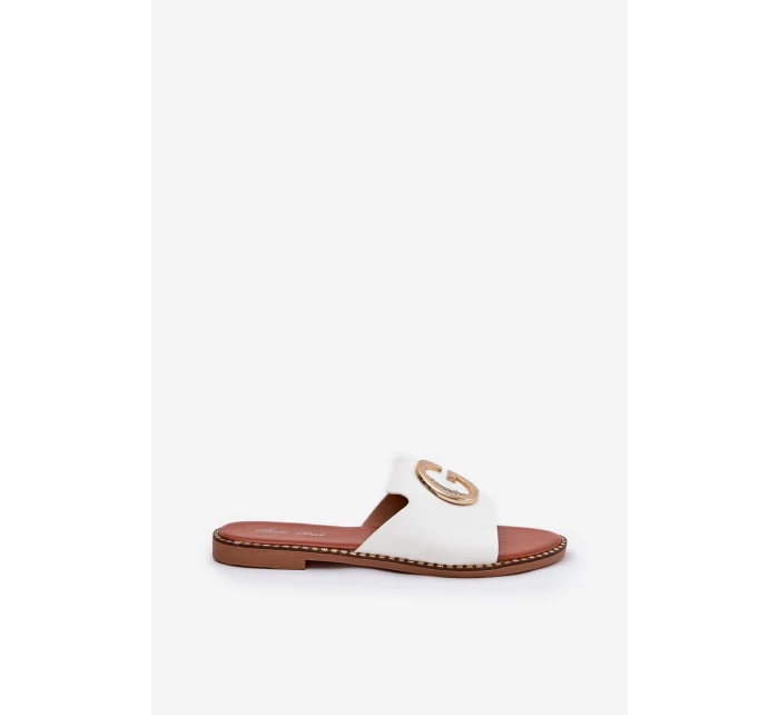 Eko Kožené Ploché Sandály Dámské S Dekorativním Detalem Bílé model 21687720 - Boto Eko Kožené Ploché Sandály Dámské S Dekorativním Detalem Bílé model 21687720 - Boto