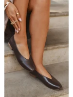 Dámske baleríny z ekokože na podpätku Olyssia - hnedé Dámske baleríny z ekokože na podpätku Olyssia - hnedé