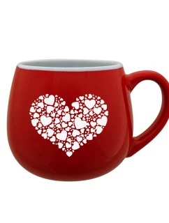 Srdce - červený keramický hrníček 300 ml