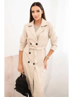 Dámsky kožený kabát béžovej farby - New Collection Italy