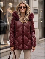 Dámska zimná prešívaná bunda LOVEINSIDE s kožušinovým lemom, bordová, FashionStreet TY5813 Dámska zimná prešívaná bunda LOVEINSIDE s kožušinovým lemom, bordová, FashionStreet TY5813