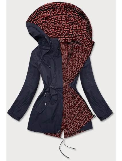 Tmavo modro-červená dámska bunda parka 2 v 1 (W702BIG) Tmavo modro-červená dámska bunda parka 2 v 1 (W702BIG)