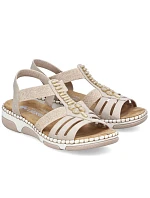 Dámske sandále na podpätku Romans beige Rieker 66201-62
