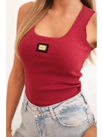 Dámske pruhované tielko s ozdobnou aplikáciou bordová Dámske pruhované tielko s ozdobnou aplikáciou bordová