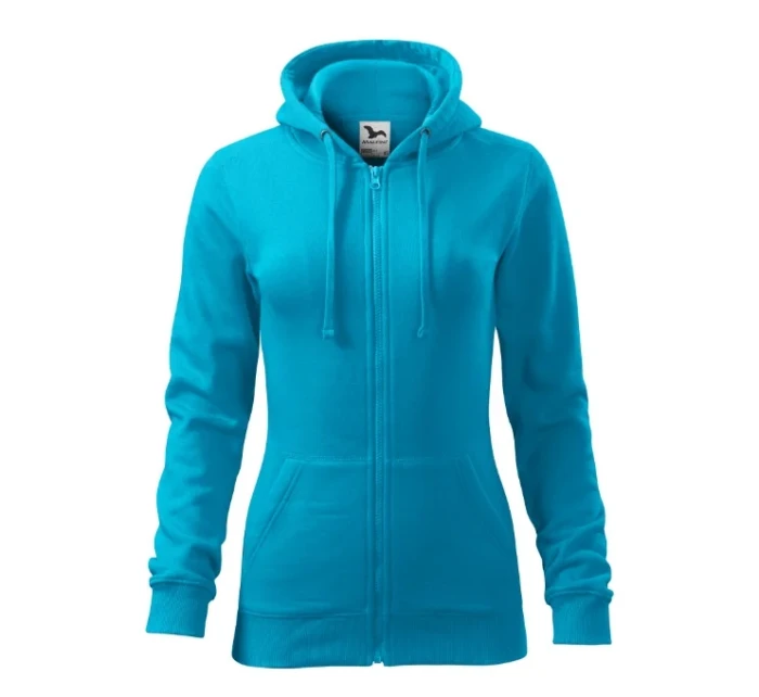 Trendy mikina na zips tyrkysová