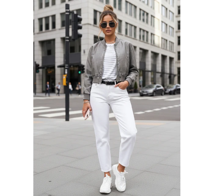 Dámská kožená bunda šedá Dstreet model 21976924 - FashionStreet