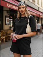 Dámsky čierny pruhovaný letný komplet FashionStreet AY1162