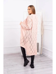 Sveter s geometrickým vzorom púdrovo ružový