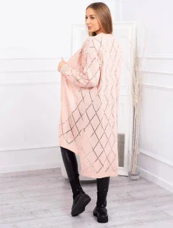 Svetr s geometrickým vzorem pudrově růžový