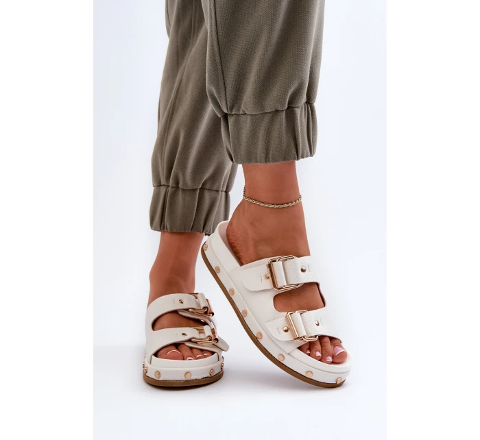 Klapki Damskie Na Platformie Big Star NN274081 Białe