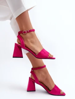 Dámské Sandály Na Podpatku Z Eko Semiše Fuchsie model 21658237 - VINCEZA