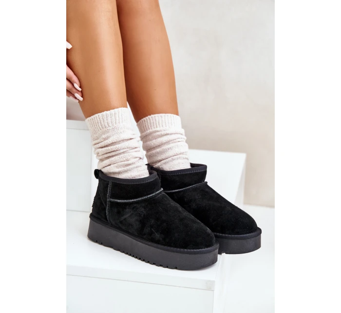 Dámské semišové sněhule na platformě černé model 21670434 - Boto