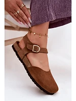 Kožené Semišové Dámské Sandály S Uzavřenými Prsty Maciejka H7365-02 Hnědé