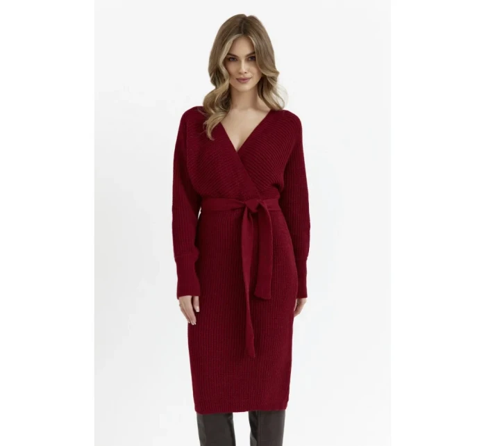 M810 Svetrové šaty s výstrihom do V - bordové M810 Svetrové šaty s výstrihom do V - bordové
