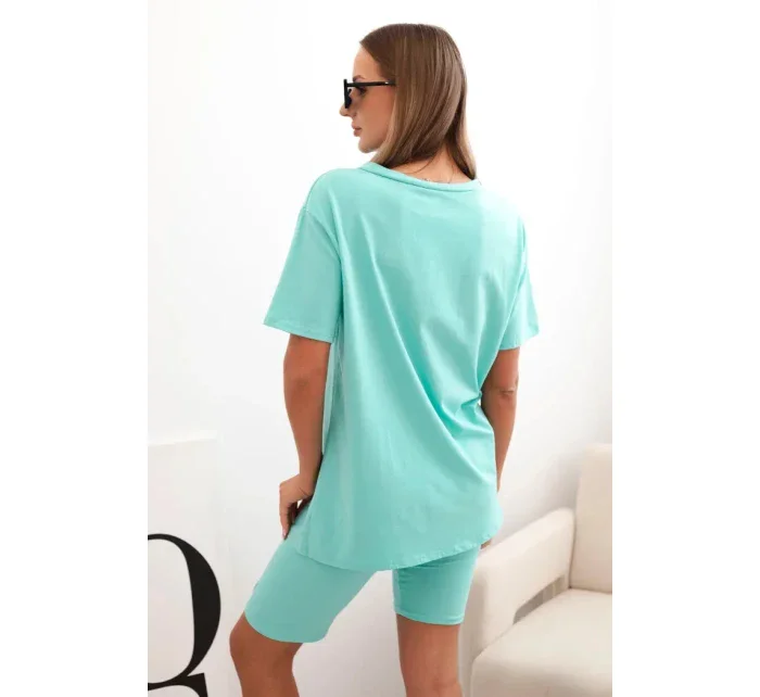 Dámský bavlněný komplet s krátkým rukávem a šortkami mincovna Dámský bavlněný komplet s krátkým rukávem a šortkami mincovna