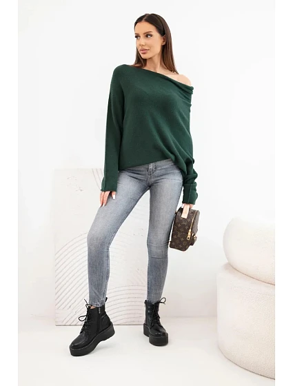 Dámský asymetrický model 22286883 svetr z viskózy modrý - K-Fashion