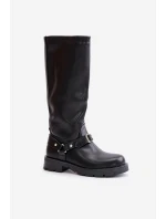 Zateplené dámské kozačky na zip z ekologické kůže černé model 21670685 - Boto