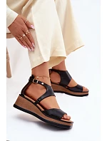 Kožené sandály na  Černé model 22125796 - Maciejka