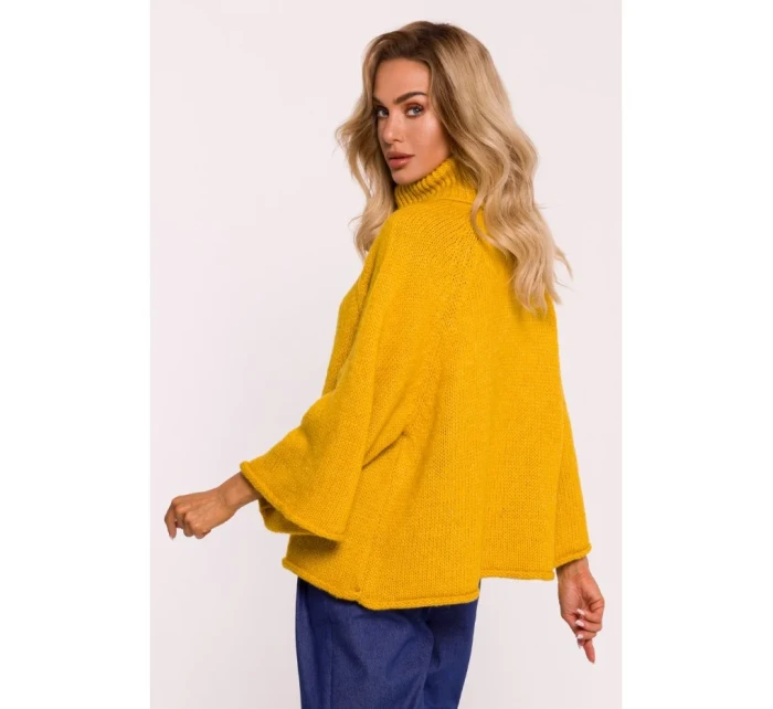 M822 Trapézový sveter s rolákom - medový M822 Trapézový sveter s rolákom - medový