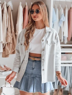 Dámska nadrozmerná košeľová bunda OVERBOR svetlo šedá FashionStreet TY4890
