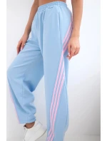 Dámske maslové nohavice z viskózy s modrým pásom