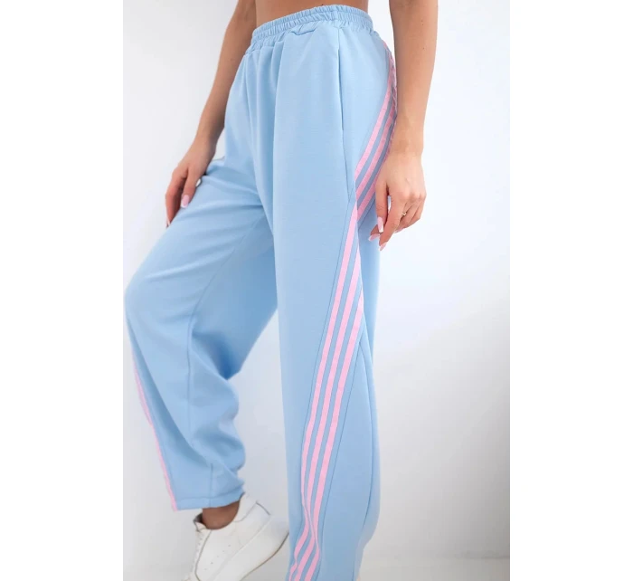 Dámske maslové nohavice z viskózy s modrým pásom