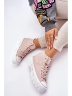 Wysokie Materiałowe Trampki Na Platformie Big Star LL274157 Nude