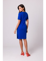 B263 Bavlněné šaty s kapsami - královská modř