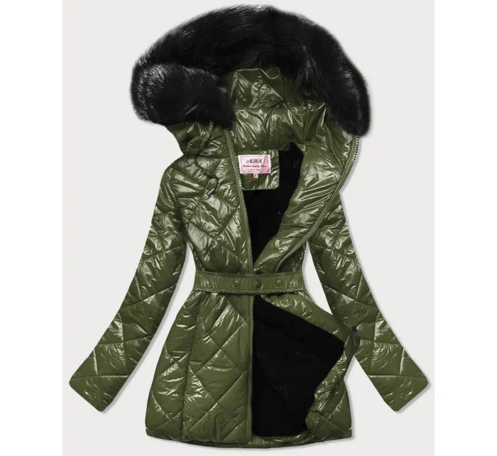BŁYSZCZĄCA KURTKA ZIMOWA NA MISIU KHAKI model 21242523 - MHM