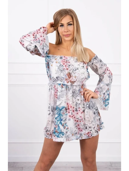 Kvetinové šaty vo farbe ecru