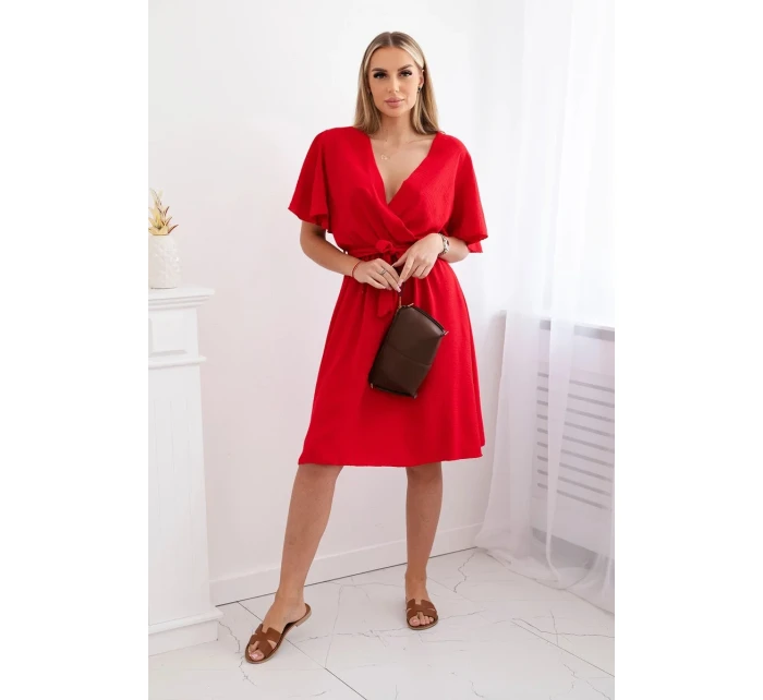 Šaty s vrstveným výstrihom červené