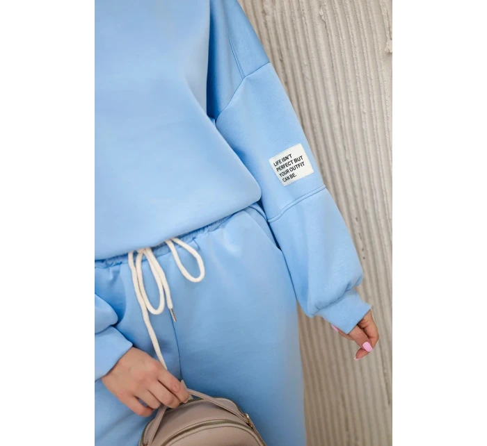 Súprava tepláky + nohavice maslová látka modrá