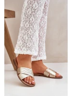 Kožené dámské pantofle Lewski Shoes model 21682360 zlaté - Boto