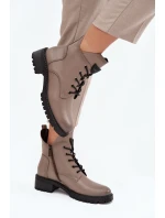 Ocieplane Botki Damskie Na Klocku Vinceza 58609 Szare