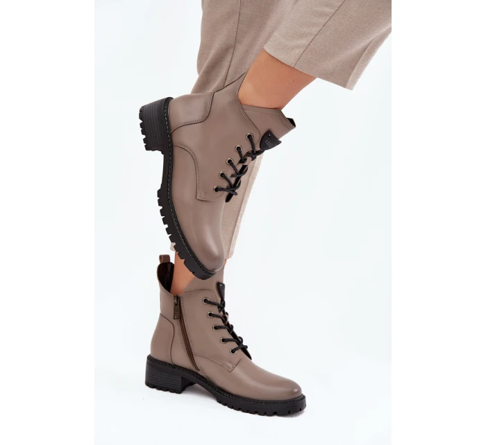 Ocieplane Botki Damskie Na Klocku Vinceza 58609 Szare