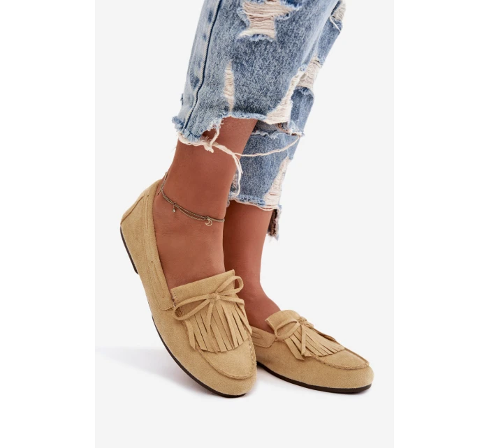 Dámské mokasíny s třásněmi Žluté model 21915094 - Boto