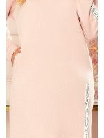Mikinové šaty s vreckom Numoco - púdrovo ružové Veľkosť: XXL