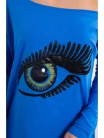 Halenka s potiskem a delšími model 18747553 chrpově modrá - K-Fashion Halenka s potiskem a delšími model 18747553 chrpově modrá - K-Fashion