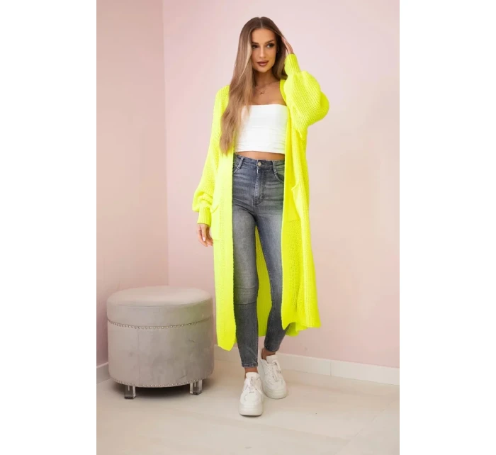 Sveter dlhý sveter žltý neónový Sveter dlhý sveter žltý neónový