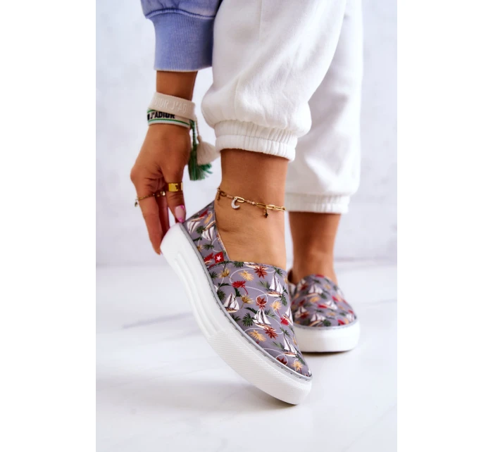 Damskie Tenisówki Slip On Memory Foam Big Star JJ276015 Szare