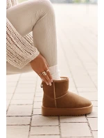 Skórzane Zamszowe Śniegowce Na Platformie Za Kostkę Camel Rianaella Skórzane Zamszowe Śniegowce Na Platformie Za Kostkę Camel Rianaella