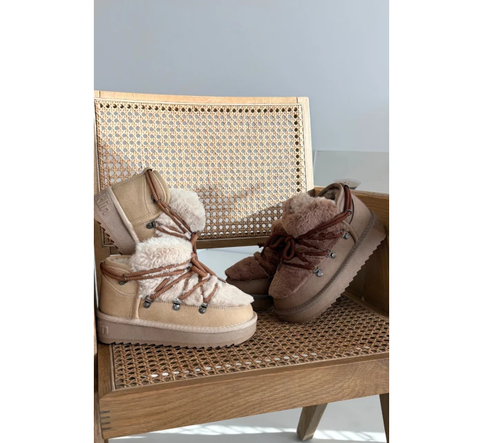 Śniegowce Dziecięce Młodzieżowe Z Futerkiem D.Franklin DFSH370011 Brązowe