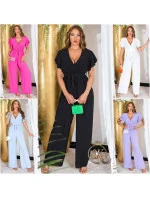 Dámsky overal so širokými nohavicami a opaskom na zaväzovanie 0000OV07814 White - Koucla