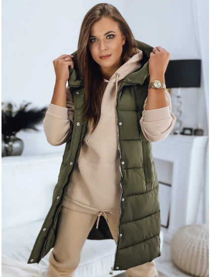 Dámská prošívaná vesta zelená Dstreet model 21965951 - FashionStreet Dámská prošívaná vesta zelená Dstreet model 21965951 - FashionStreet