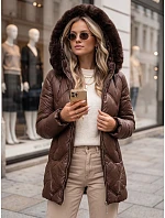 Dámska zimná prešívaná bunda LOVEINSIDE s kožušinou, hnedá, FashionStreet TY5052