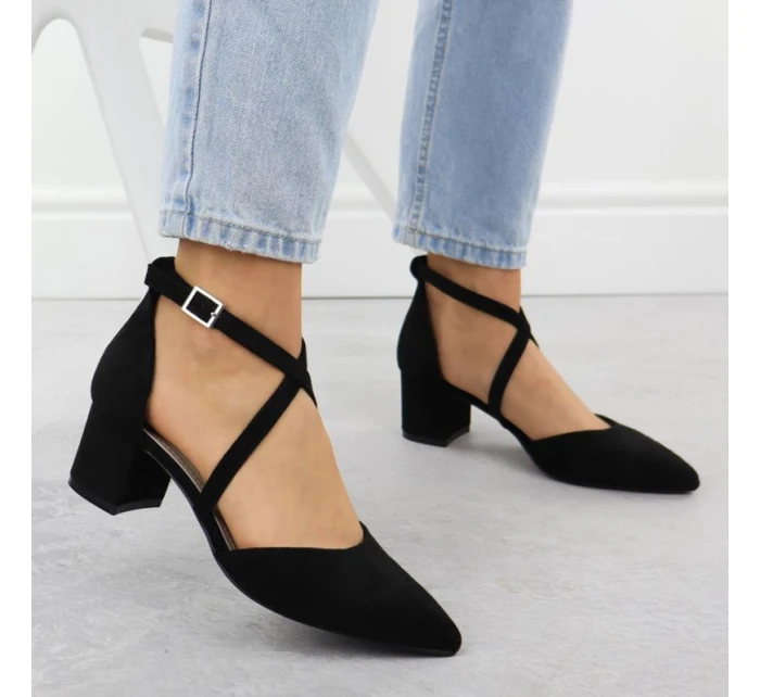 Dámské černé sandály na jehlovém podpatku Sergio model 21905051 - LEONE